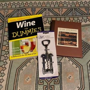 Wine lovers book set and corkscrew